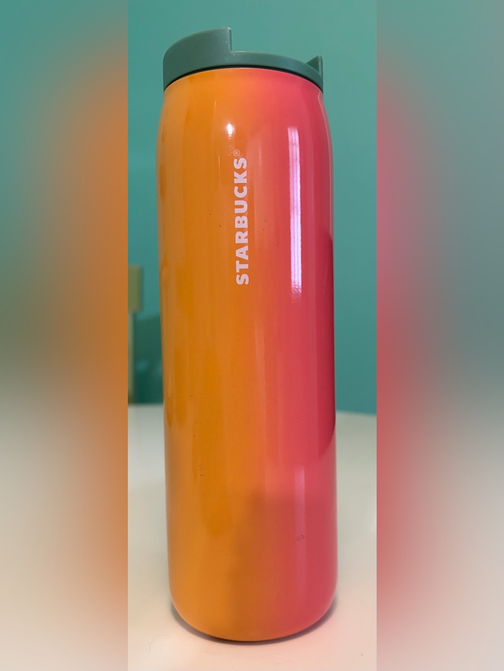 Starbucks 2022 Orange Pink Gradient Travel Bottle 16 ounce